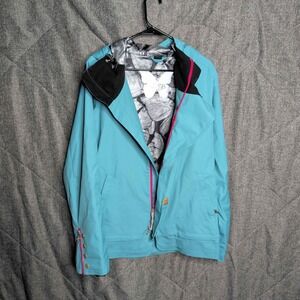 Oakley Gretchen Bleiler Snowboard Jacket Womens Medium Blue Asymmetrical Zip